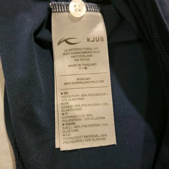 KJUS Shirt Mens Large Navy Comfort Fit Polo Performance Golf Gear Sun Protection - Picture 5 of 6